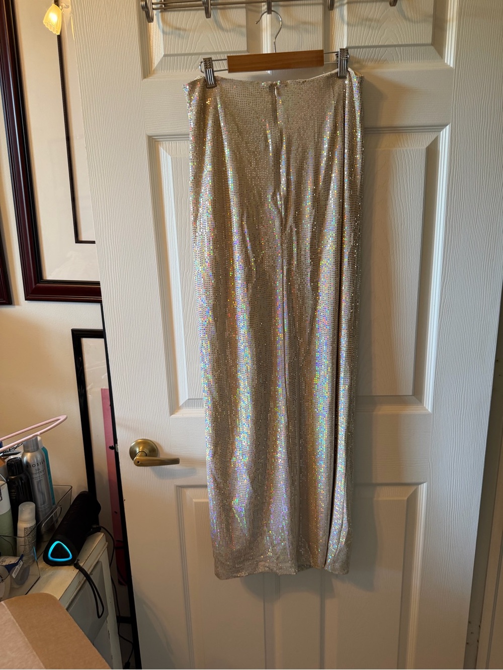 Silver Sequin Maxi Skirt - Sleek Evening Style